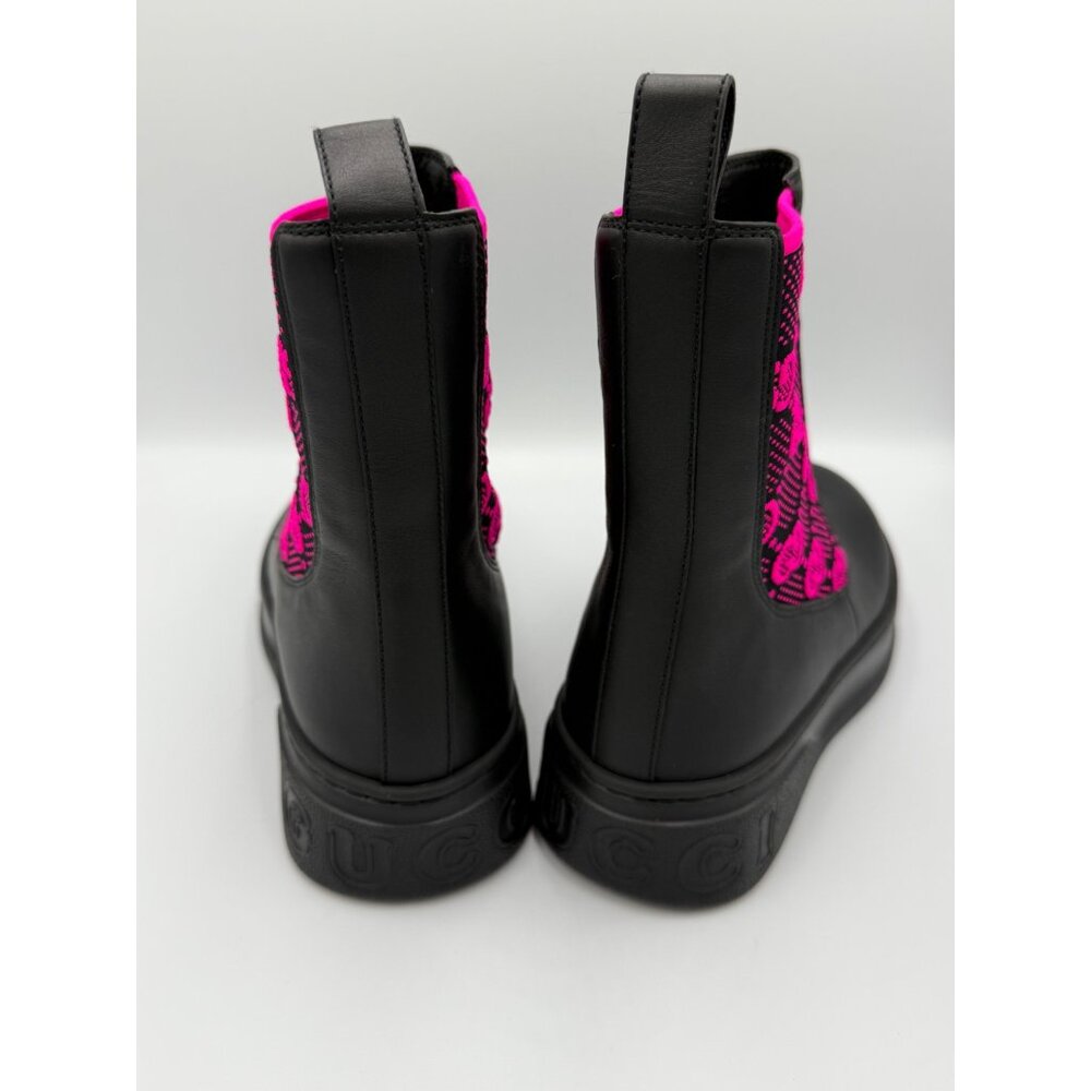 Gucci Women’s Dali Soft Technical GG Jersey Leather Boots Black Fuchsia Sz37 - Picture 4 of 10